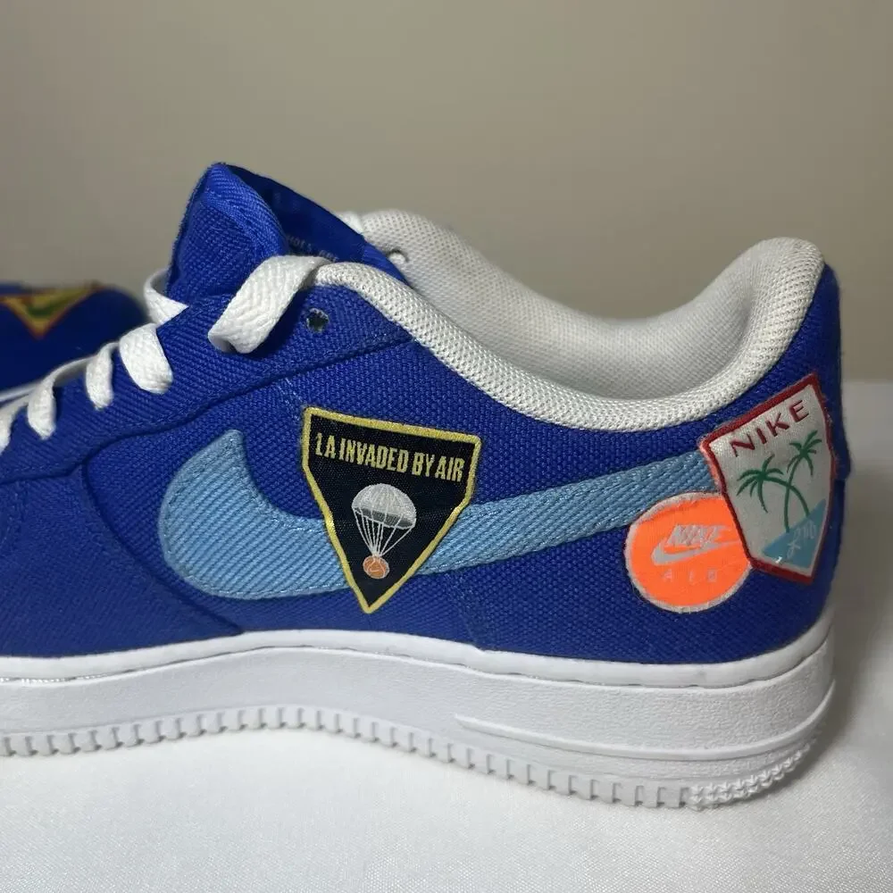 Rare Nike Air Force 1 Patched Up LA Blue Sneakers‎ Size 5Y Anniversary Edition